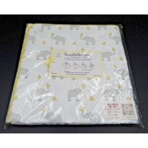 Swaddle Designs Elephant Chick Ultimate Receiving Blanket Flannel 42×42 White